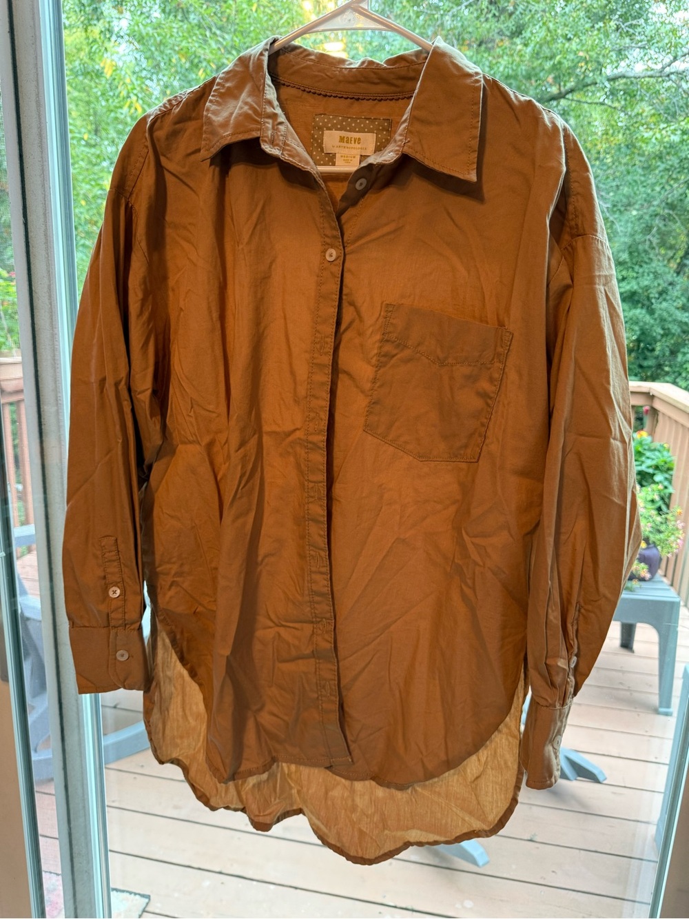 Maeve Anthropology Caramel Button Up Long Sleeve